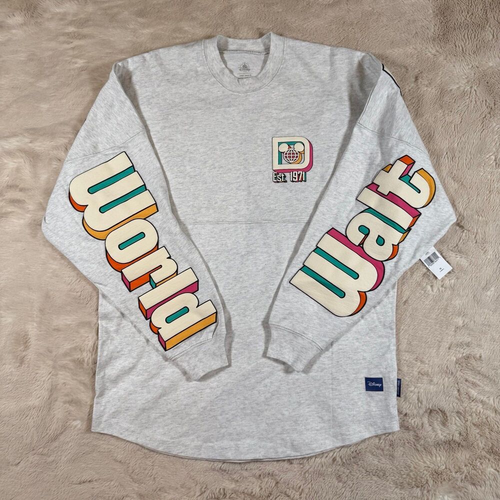 Disney World Spirit Jersey Gray Colorful 3D Retro Style Mickey 2024 Size XS NWT
